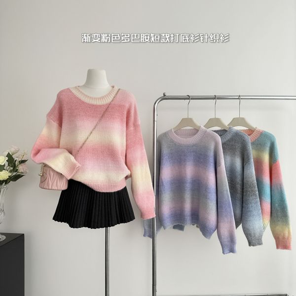 Korea style Round collar Knitting Pullovers for women