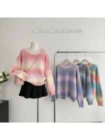 Korea style Round collar Knitting Pullovers for women