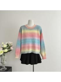 Korea style Round collar Knitting Pullovers for women