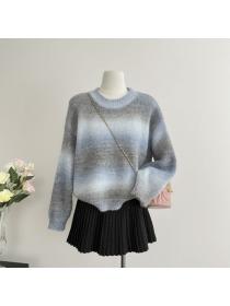 Korea style Round collar Knitting Pullovers for women