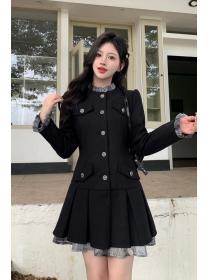 Korea style Autuman New Elegant Black Dress for women