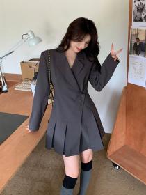 Korea style Autuman New Suit collar Long sleeve dress 