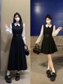 Korea style Autuman New Long sleeve Pleated dress 