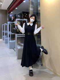 Korea style Autuman New Long sleeve Pleated dress 