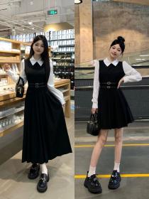 Korea style Autuman New Long sleeve Pleated dress 