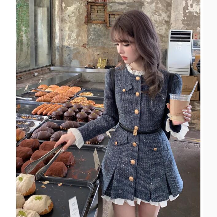 Korea style Luxury Autumn new Long sleeve dress