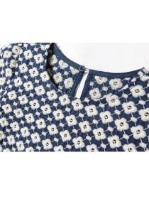 Vintage style Embroidery Round collar Blouse 