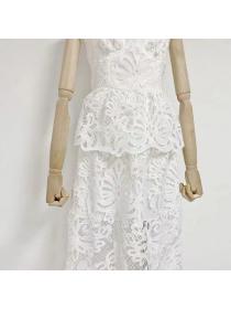 European style Summer Fashion V neck Embroidery Sling dress