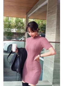 Korean Style Slim Pure Color Knitting Dress