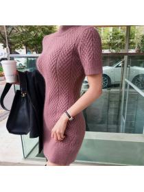 Korean Style Slim Pure Color Knitting Dress