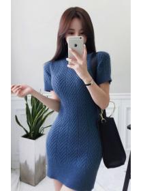 Korean Style Slim Pure Color Knitting Dress