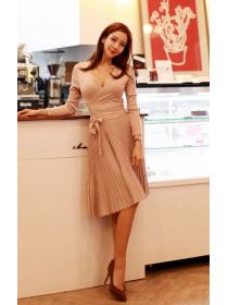 Korean Style V Collars Knitting Dress 