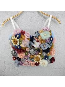 Flower vest short, multi-color suspender, vest for wearing outside