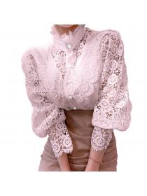 European Style Pure Color Hollow Out Top 