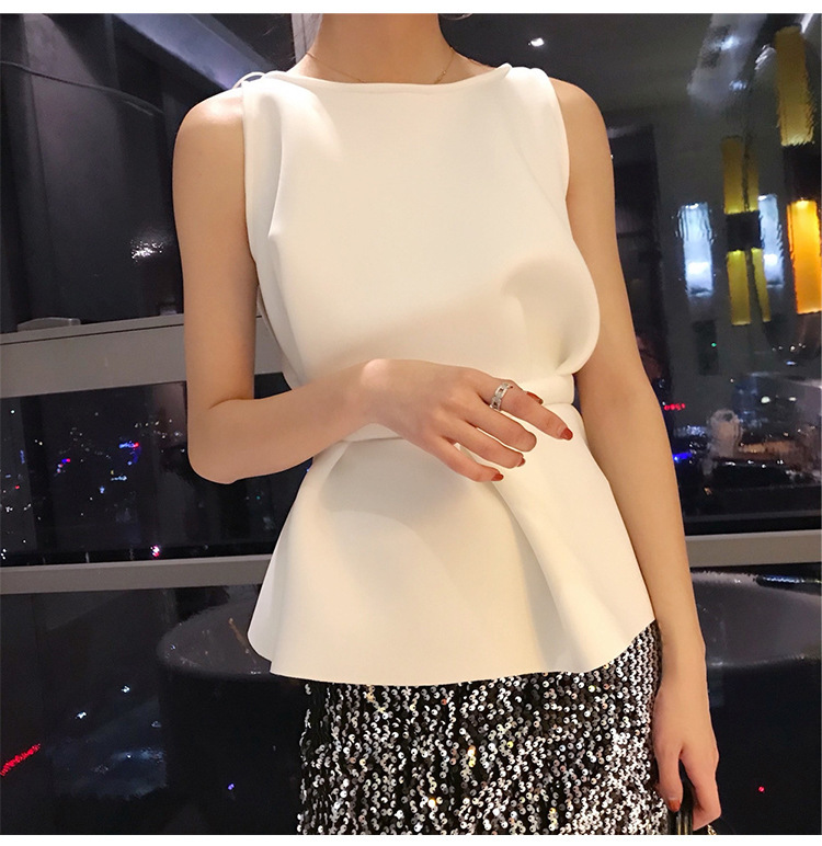 Slimming Waist Ruffled High-Waisted Sleeveless Crop Top