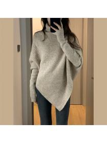 Irrgular Design Loose Leisure Style Knitting Top 