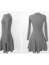 Simple Style Pure Color Knitting Dress