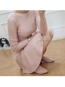 Simple Style Pure Color Knitting Dress