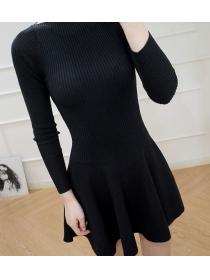 Simple Style Pure Color Knitting Dress