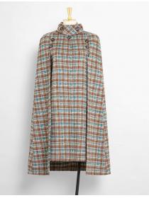 Out Let Elegant cape coat with a vintage English style stand-up collar Dress 