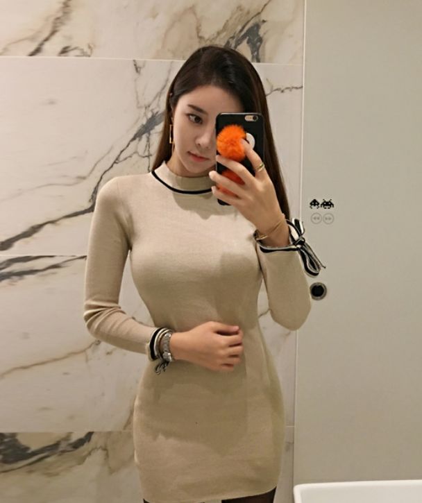 Korean Style Color Matching Knitting Dress