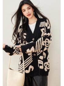 Long sleeve note sweater loose cardigan for women