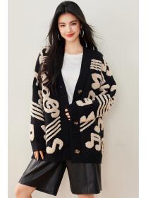 Long sleeve note sweater loose cardigan for women