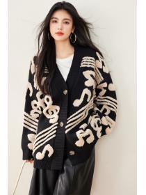 Long sleeve note sweater loose cardigan for women