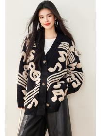 Long sleeve note sweater loose cardigan for women