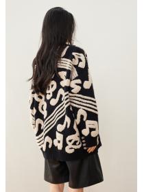 Long sleeve note sweater loose cardigan for women