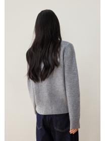 Sweet colors buckle knitted sweater loose autumn coat