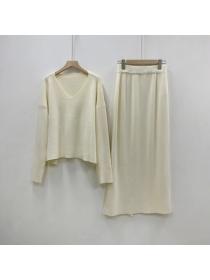 Korean style skirt sweater a set for women