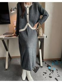 Chanelstyle Korean style tops France style long skirt 2pcs set