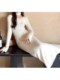 Knitted Korean style refinement stereoscopic dress