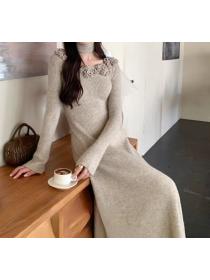 Knitted Korean style refinement stereoscopic dress