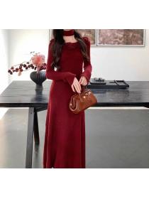 Knitted Korean style refinement stereoscopic dress