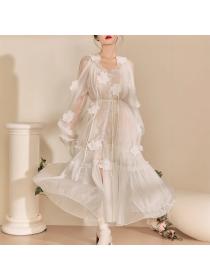 Stereoscopic frenum beach dress spring lace dress