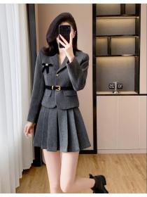 Woolen belt autumn and winter coat 2pcs set