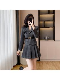 Woolen belt autumn and winter coat 2pcs set