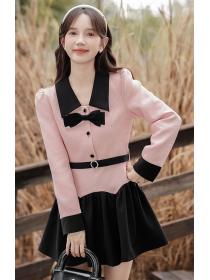 Korean Style Doll Collars Color Matching Dress