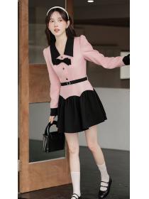 Korean Style Doll Collars Color Matching Dress