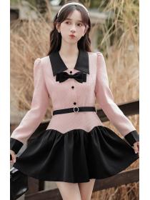 Korean Style Doll Collars Color Matching Dress