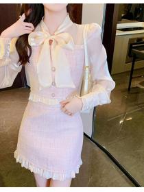 Show Waist Bowknot Matching Fashion Suits 