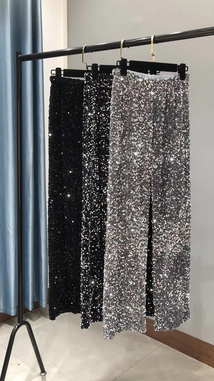 Sequins Loose Fashion Tall Waist Pants