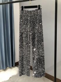 Sequins Loose Fashion Tall Waist Pants 