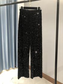 Sequins Loose Fashion Tall Waist Pants 