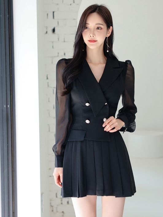 Korean Style Sleeve Hollow Out Drape Dress