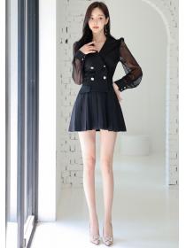 Korean Style Sleeve Hollow Out Drape Dress