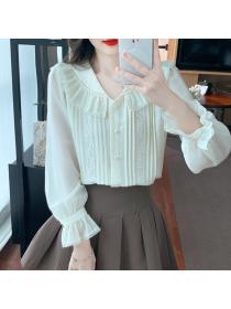 Spring chiffon shirt France style bottoming shirt