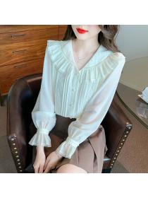 Spring chiffon shirt France style bottoming shirt